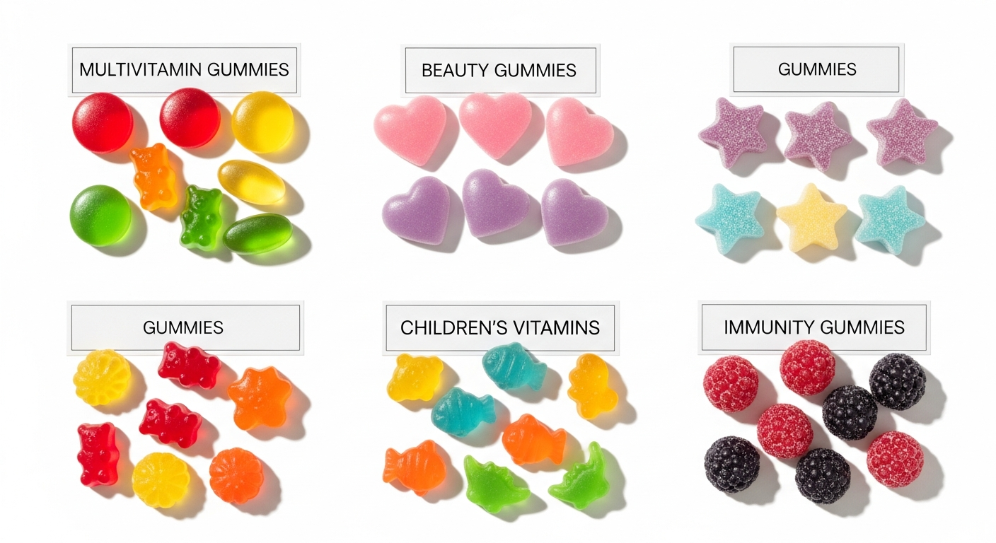 Farklı vitamin gummy çeşitleri ve kategorileri
