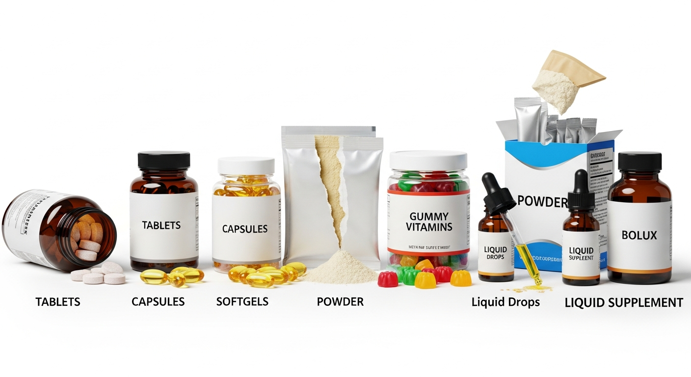 Gıda takviyesi farklı üretim formları